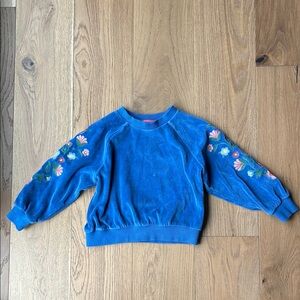 Mini Boden Blue Kids Sweatshirt with Floral Embroidery